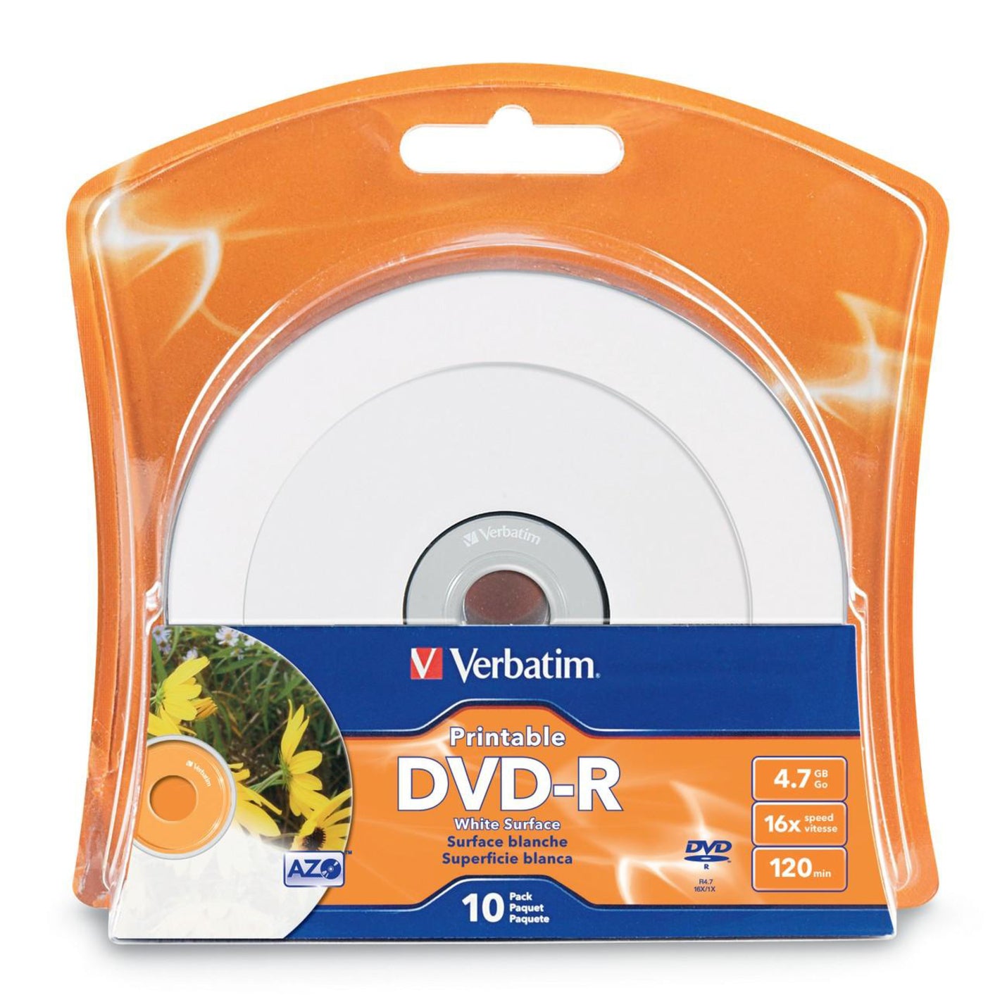 Verbatim 96936 DVD-R 4.7GB 16x White Inkjet Printable 10pk Blister, Lifetime Warranty