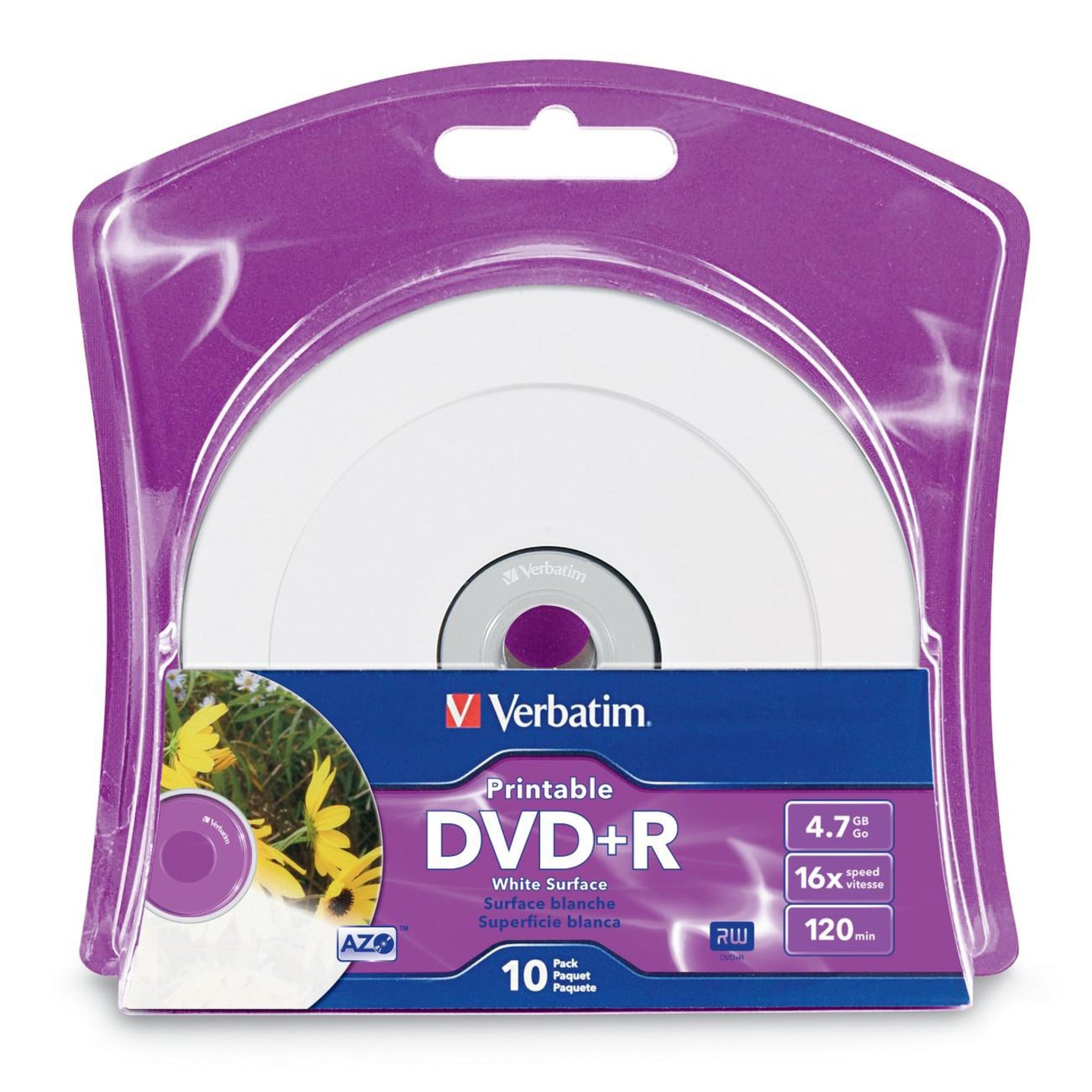 Verbatim 96940 DVD+R 4.7GB 16x White Inkjet Printable 10pk Blister, Lifetime Warranty
