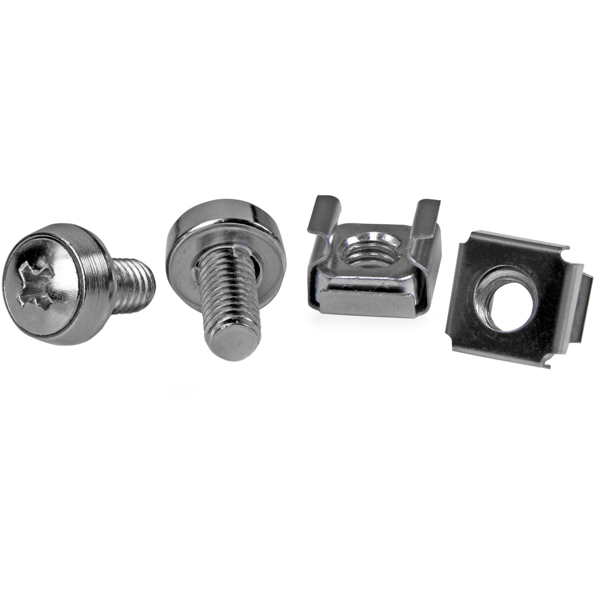 StarTech.com CABSCREWM6 50 Pkg M6 Mounting Screws and Cage Nuts for Server Rack Cabinet, Rust Resistant, Nickel Plated