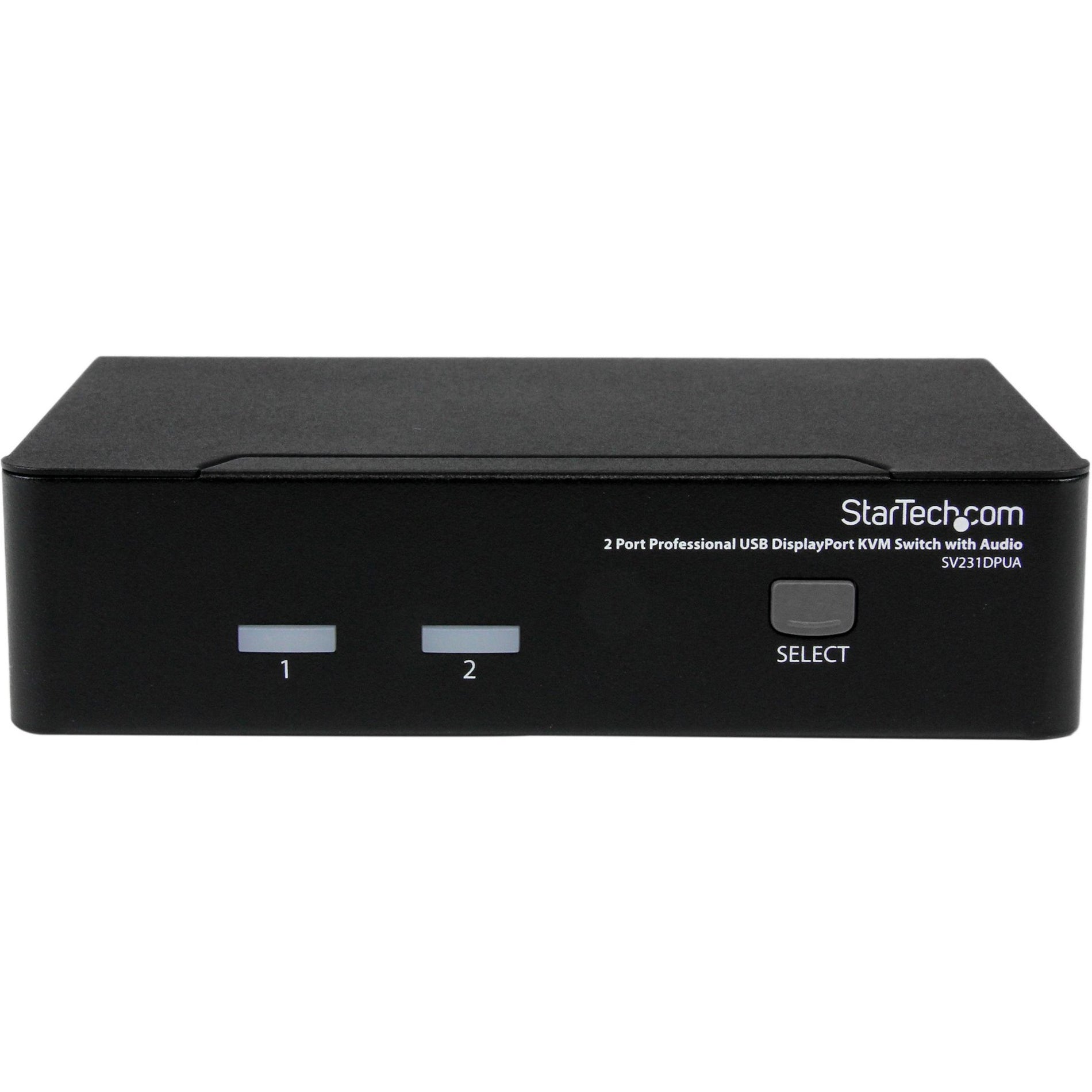 StarTech.com SV231DPUA 2 Port USB DisplayPort KVM Switch with Audio, WQUXGA, 3840 x 2400, 3 Year Warranty