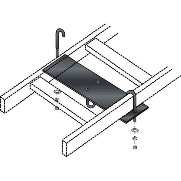 Black Box RM653-R2 Rack-to-Runway Mounting Plate - Black, Universal Mounting Bracket for Ladder Racks