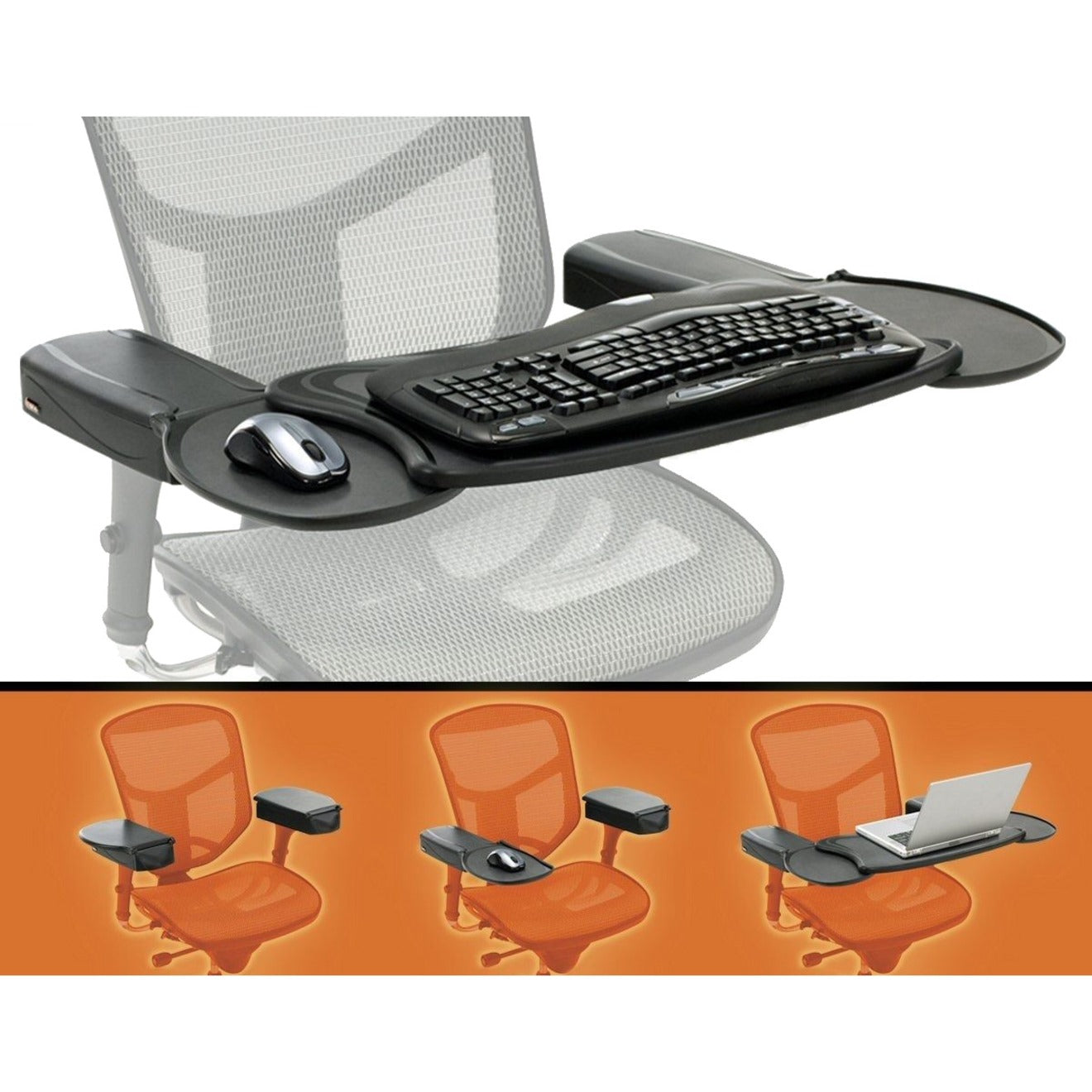 Ergoguys MECS-BLK-001 Mobo Chair Mount Ergo Keyboard and Mouse Tray System