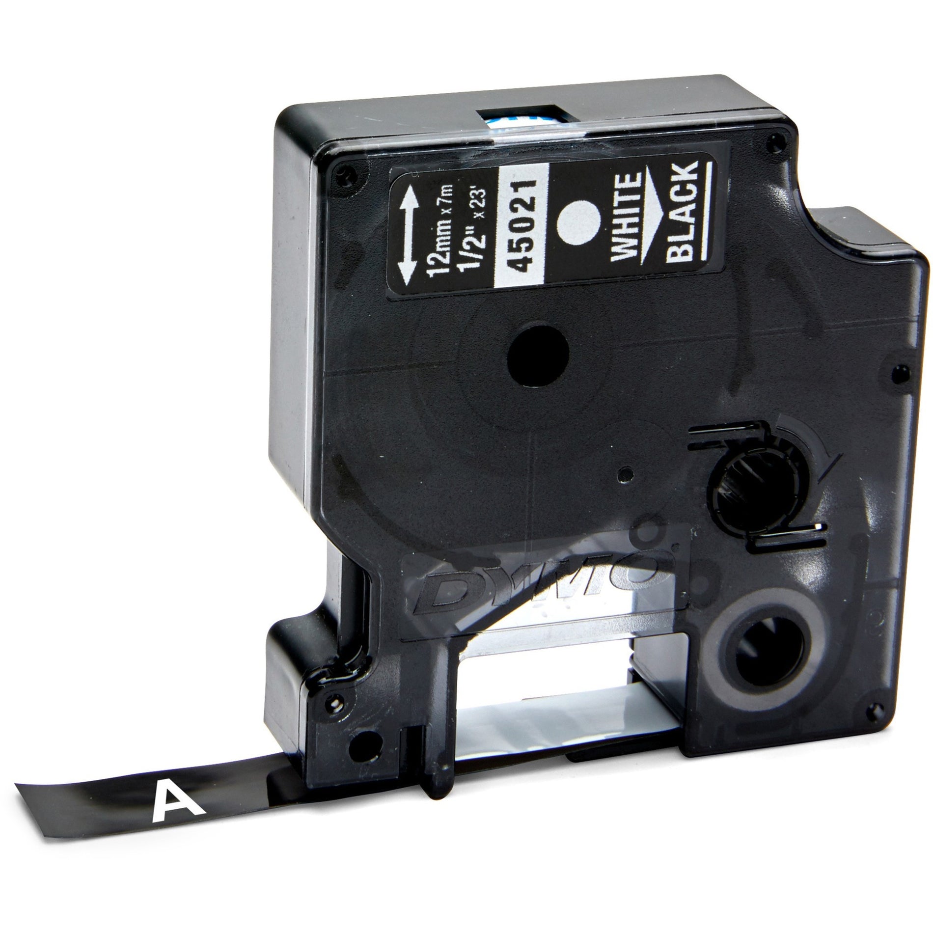 Dymo 45021 D1 Electronic Tape Cartridge, 1/2"x23' Size, White/Black