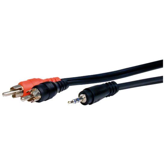 Comprehensive MPS-2PP-10ST Standard Series 3.5mm Stereo Mini Plug to 2 RCA Plugs Audio Cable 10ft, Strain Relief, Molded, Black
