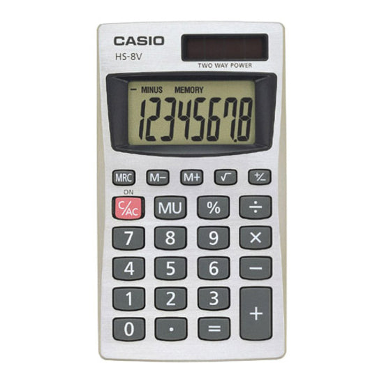 Casio HS8VA HS-8V Basic Calculator, Easy-to-read Display, Non-stick Key, Independent Memory, Auto Power Off