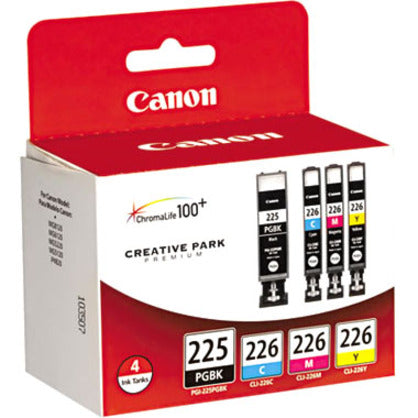 Canon 4530B008 PGI-225 CLI-226 4 COLOR VALUE PACK Ink Cartridge, Smudge Resistant, Cyan, Yellow, Magenta, Black