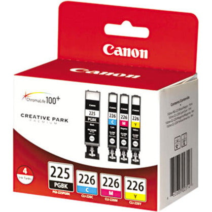 Canon 4530B008 PGI-225 CLI-226 4 COLOR VALUE PACK Ink Cartridge, Smudge Resistant, Cyan, Yellow, Magenta, Black
