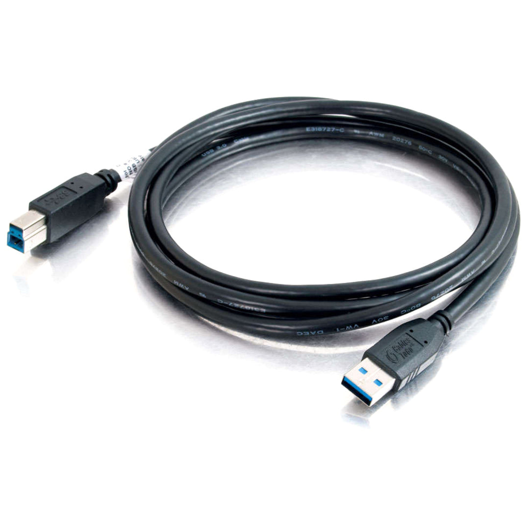 C2G 54174 6.6ft USB A to USB B Cable - USB 3.0, Black, Molded, Copper Conductor