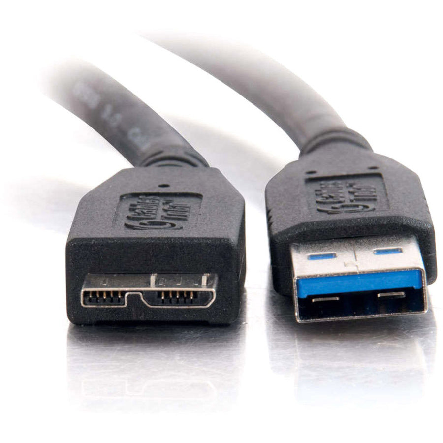 C2G 54176 3.3ft USB A to USB Micro B Cable, USB 3.0, Black, Molded