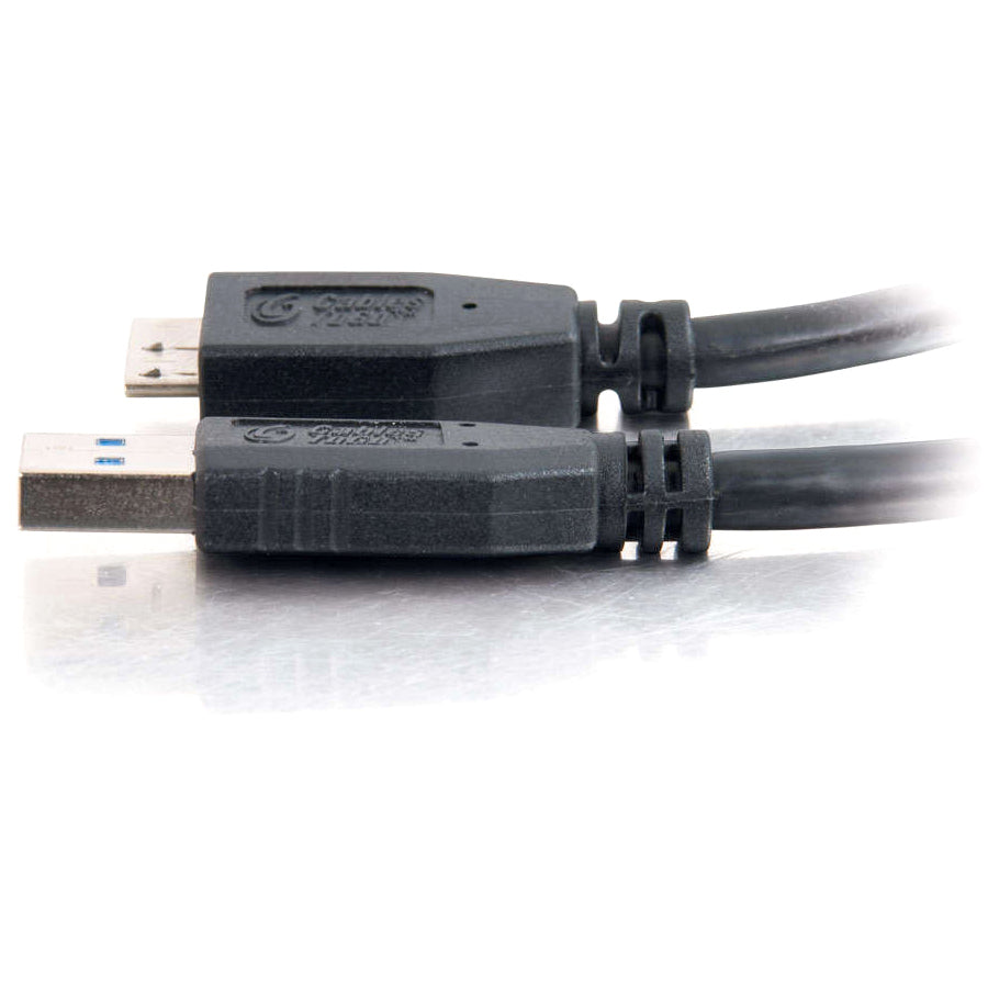C2G 54176 3.3ft USB A to USB Micro B Cable, USB 3.0, Black, Molded