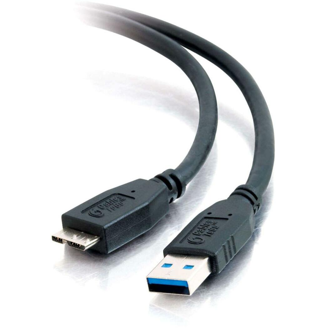 C2G 54177 6.6ft USB A to USB Micro B Cable, USB 3.0, Black, Molded