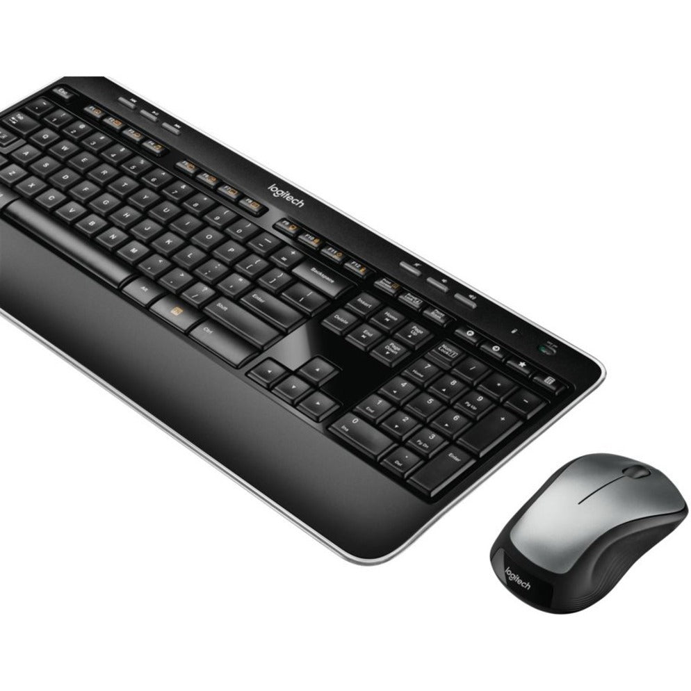 Logitech 920-002553 MK520 Full Keyboard/Laser Mouse Combo, Spill Resistant, Slim, Soft-touch Keys, Palm Rest, Ergonomic, RF Wireless, 32.81 ft Operating Distance