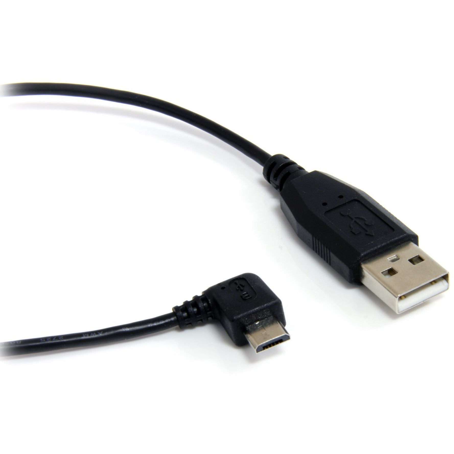 StarTech.com UUSBHAUB1RA 1 ft Micro USB Cable - A to Right Angle Micro B, Charging, Molded, Strain Relief, 480 Mbit/s Data Transfer Rate