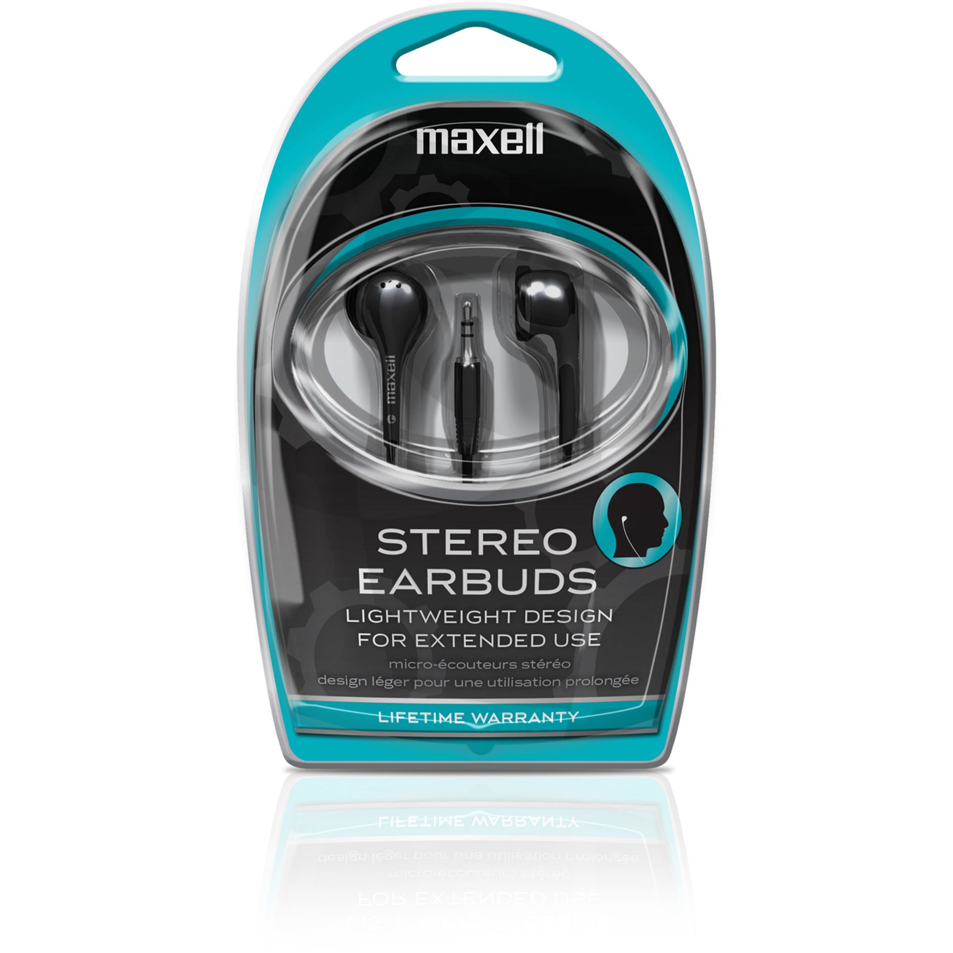 Maxell 190568 EB-125 Stereo Ear Buds, Lightweight, 3' Rubber Cord, Binaural Sound