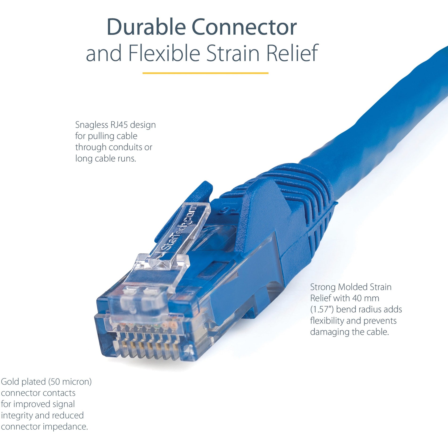 StarTech.com N6PATCH100BL 100 ft Blue Snagless Cat6 UTP Patch Cable, Lifetime Warranty, 10 Gbit/s Data Transfer Rate, PoE