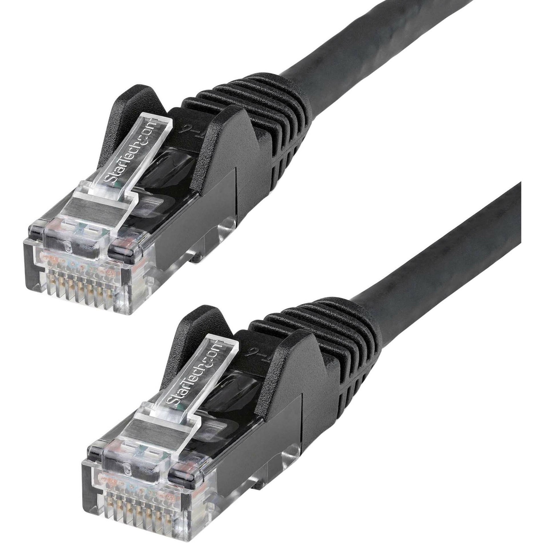 StarTech.com N6PATCH35BK 35 ft Black Snagless Cat6 UTP Patch Cable, Lifetime Warranty, 10 Gbit/s Data Transfer Rate, RJ45 Connector Clip Protectors