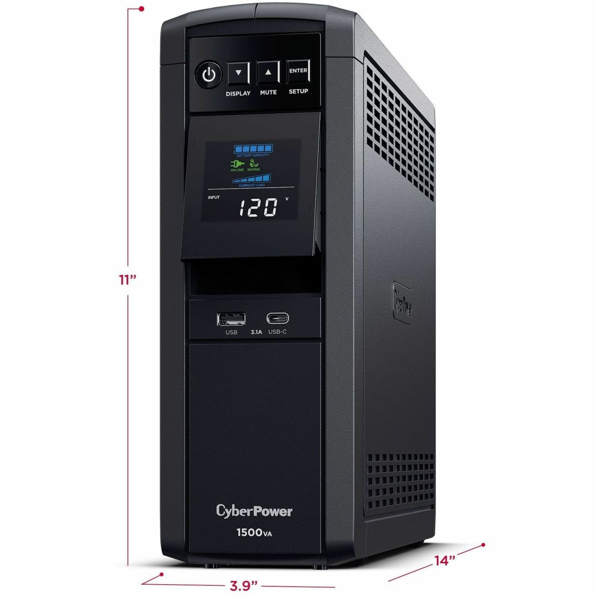 CyberPower CP1500PFCLCD PFC Sinewave UPS - 1500VA, 1000W, Pure Sine Wave