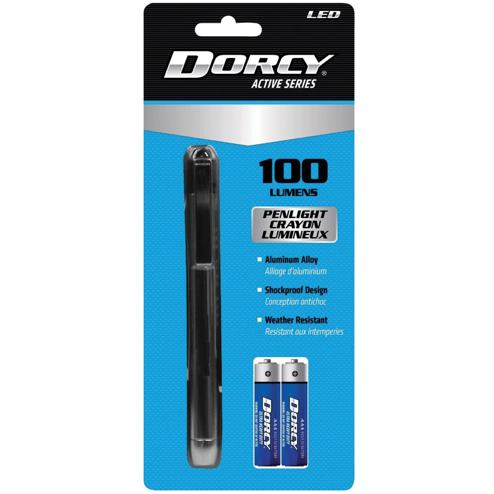 Dorcy 41-1218 5MM LED Penlight, Aluminum Silver, Lightweight, Rear Switch, Pocket Clip