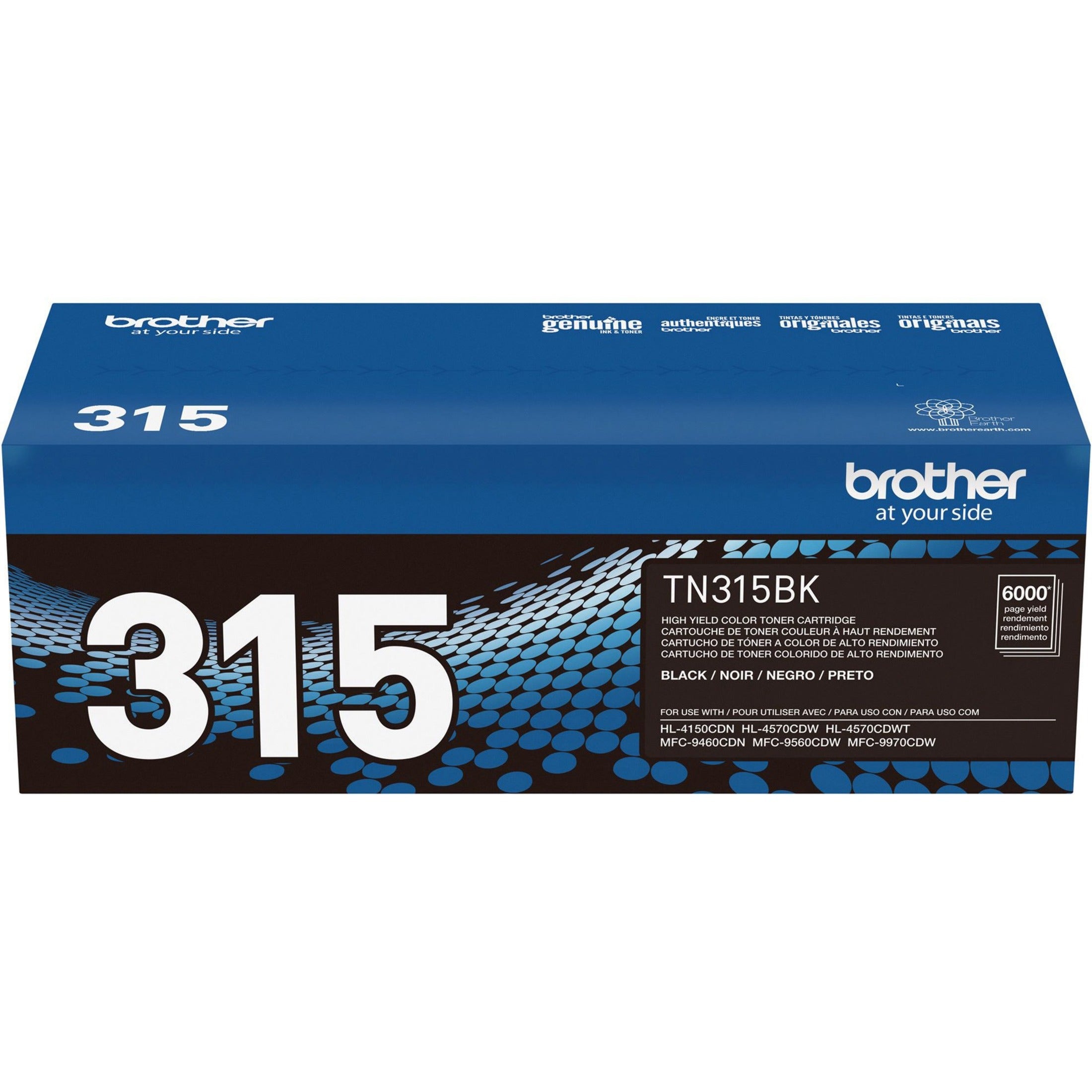 Brother TN315BK High Yield Black Toner Cartridge, 6000 Pages