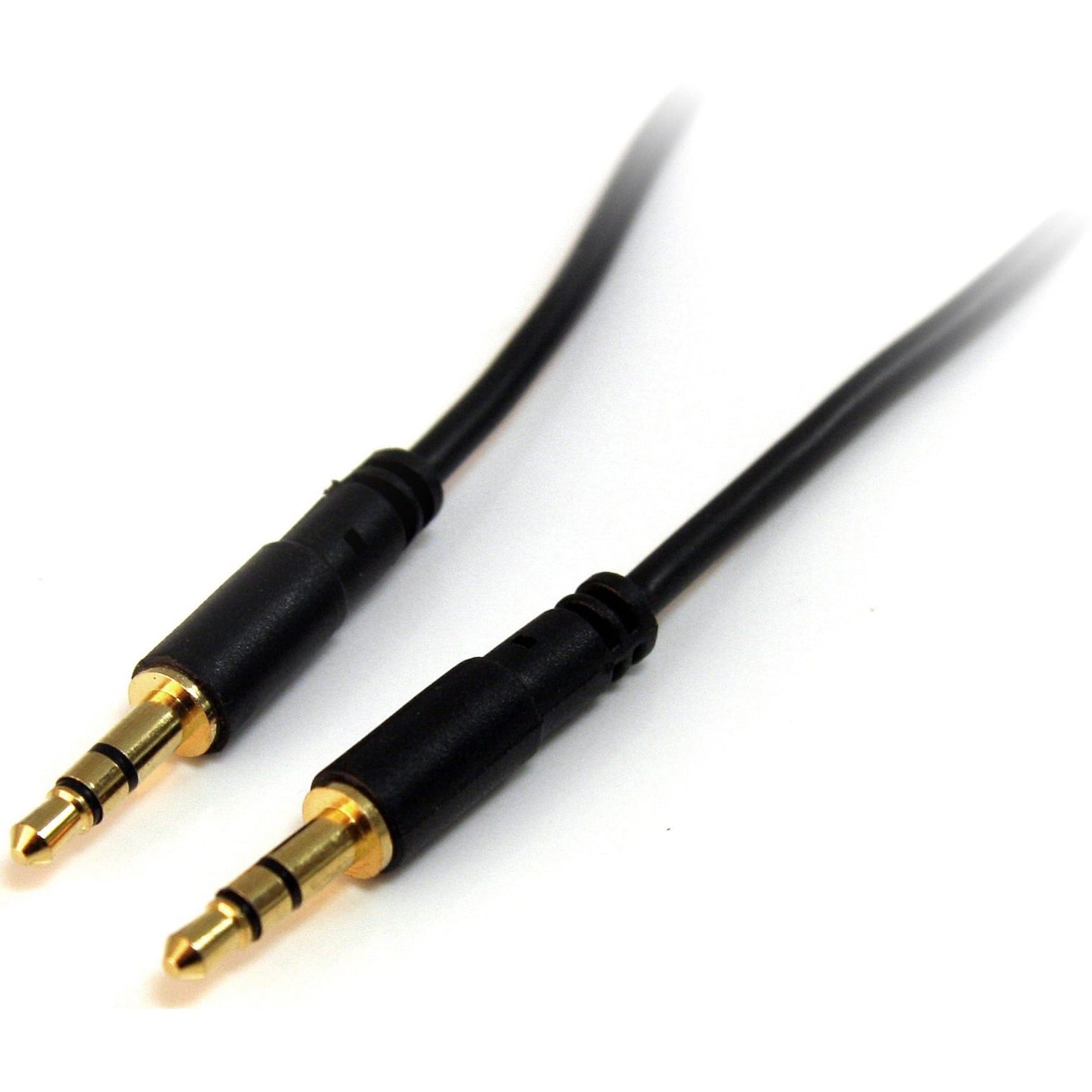 StarTech.com MU10MMS 10 ft Slim 3.5mm Stereo Audio Cable - M/M, Molded, Gold-Plated Connectors, Strain Relief