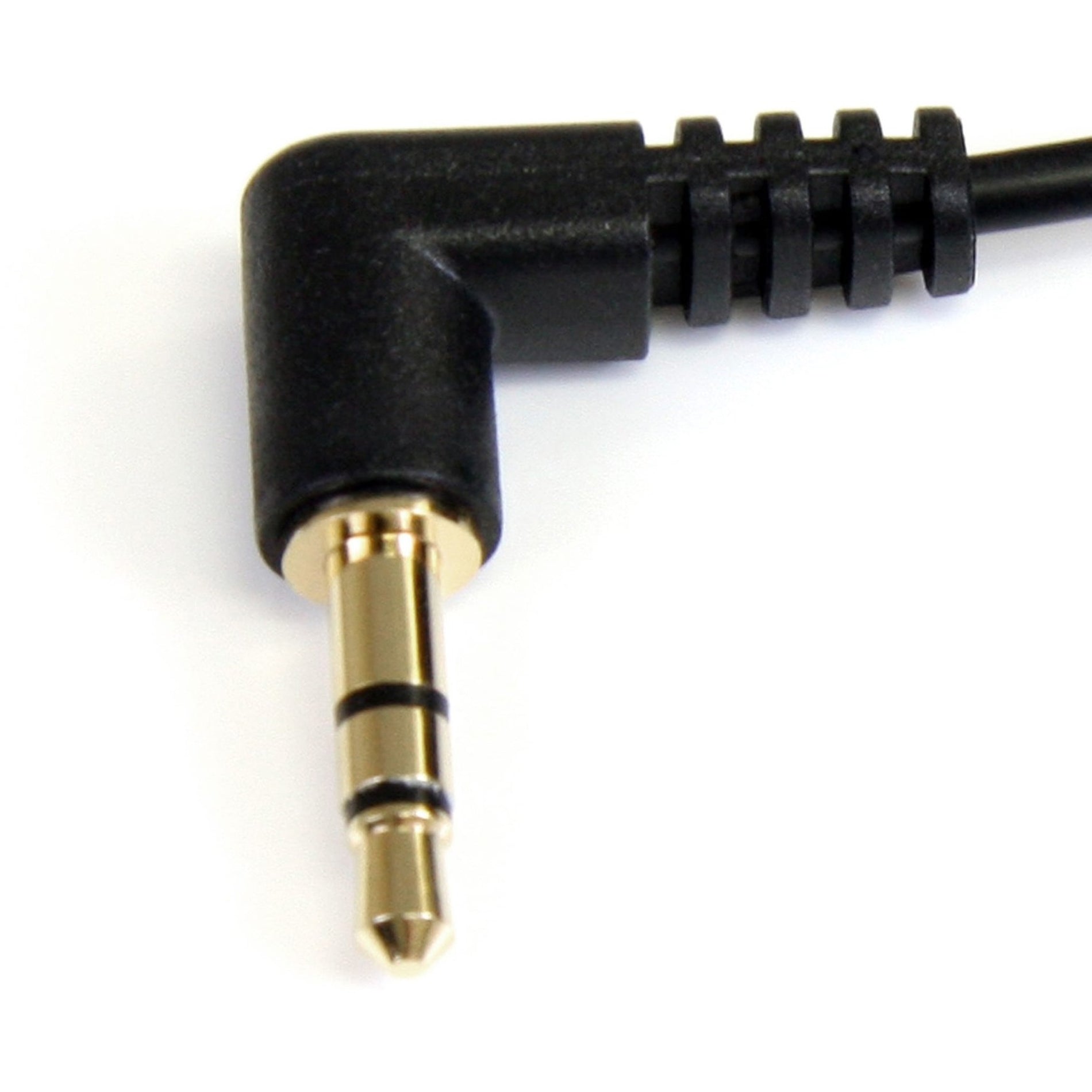 StarTech.com MU1MMS2RA 1 ft Slim 3.5mm Right Angle Stereo Audio Cable - M/M, Gold Plated, Strain Relief
