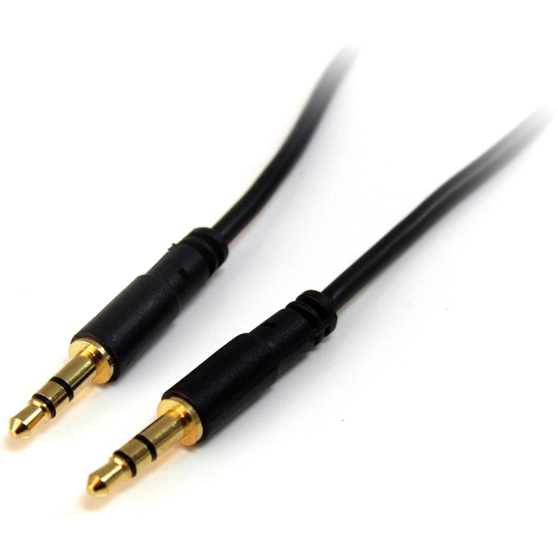 StarTech.com MU3MMS 3 ft Slim 3.5mm Stereo Audio Cable - M/M, Gold-Plated Connectors, Strain Relief, Black