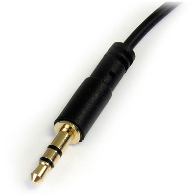 StarTech.com MU3MMSRA 3 ft Slim 3.5mm to Right Angle Stereo Audio Cable - M/M, Gold Plated, Strain Relief
