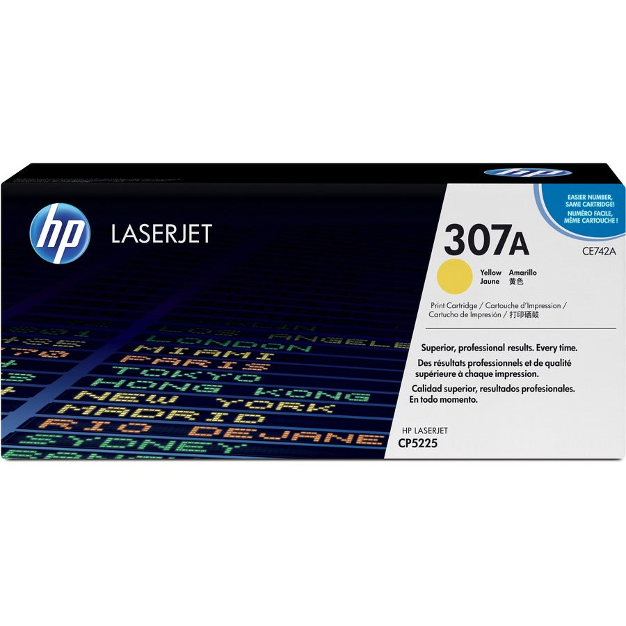 HP CE742A 307A Toner Cartridge, Yellow, 7,300 Page Yield