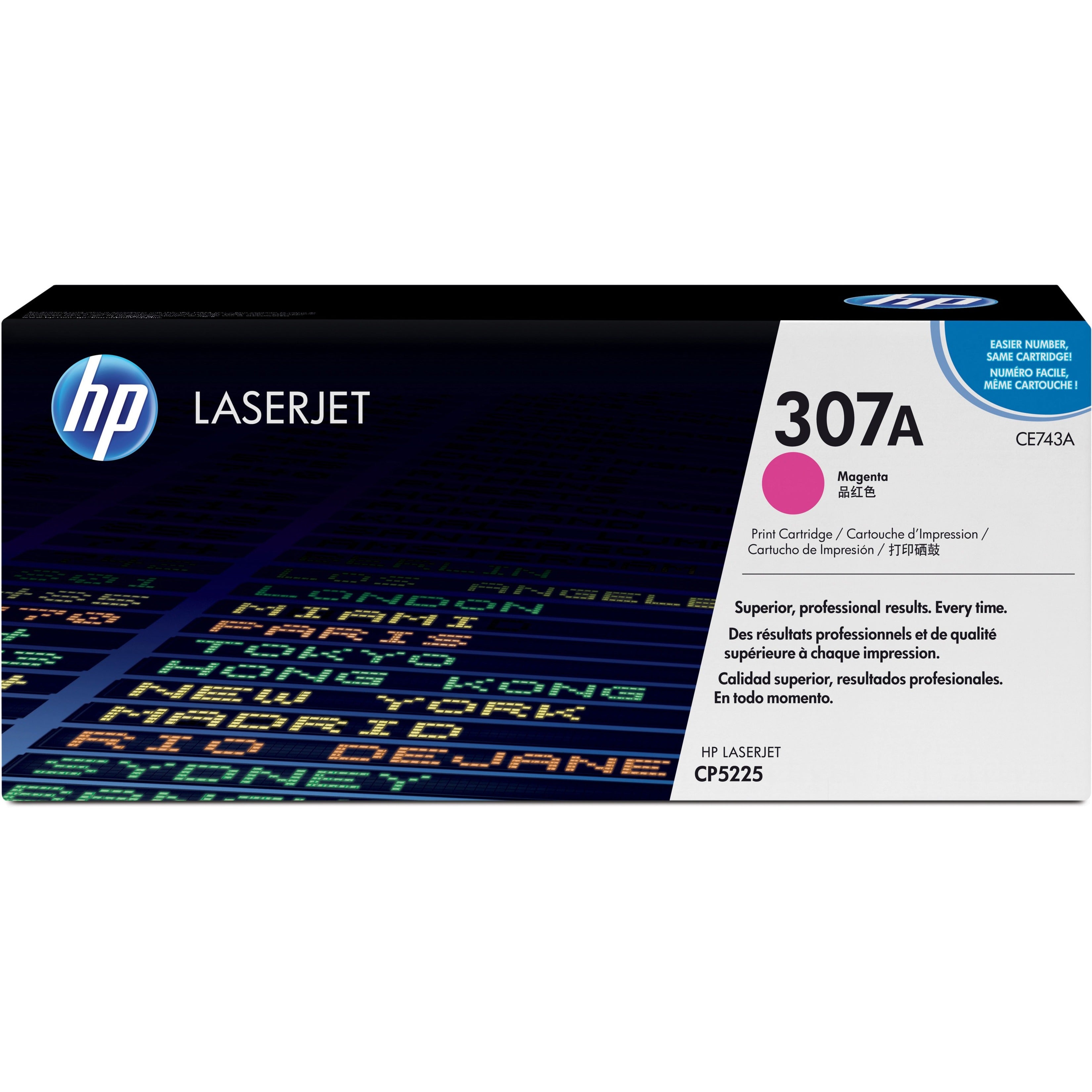 HP CE743A 307A Toner Cartridge, Magenta, 7,300 Page Yield