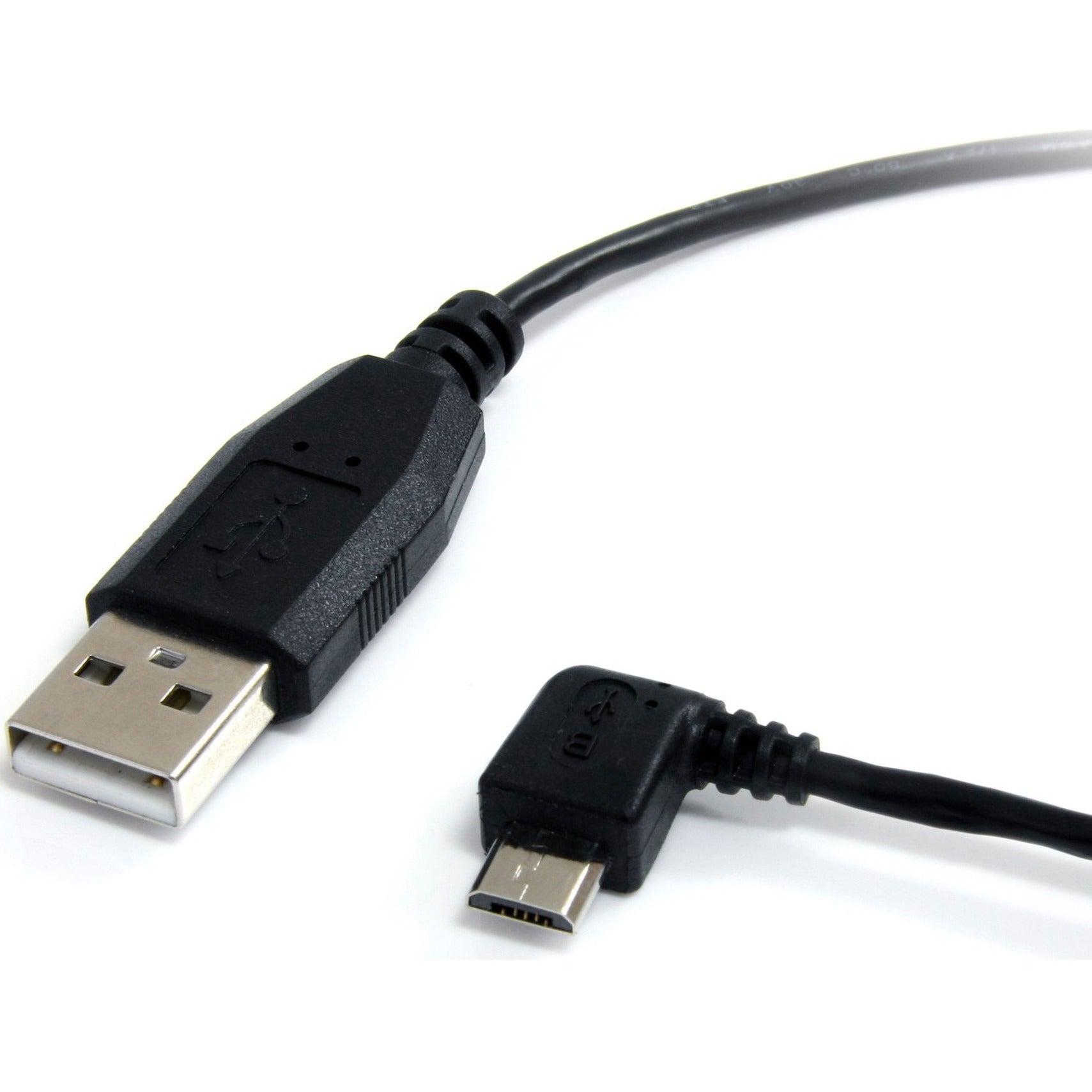 StarTech.com UUSBHAUB3LA 3 ft Micro USB Cable - A to Left Angle Micro B, Right-Angled Connector, Strain Relief, Molded, 480 Mbit/s Data Transfer Rate