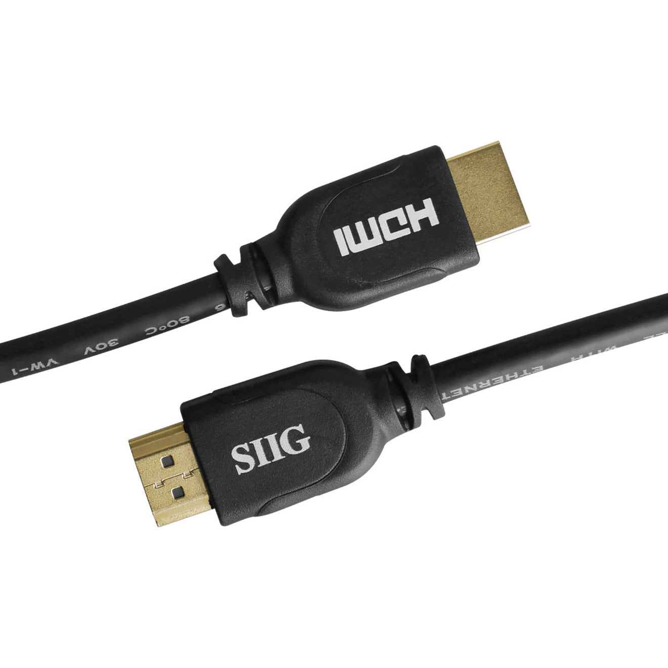 SIIG CB-H20412-S1 HDMI Cable, 3.28 ft, Molded, Copper Conductor, Gold Plated Connectors, Shielded, Black