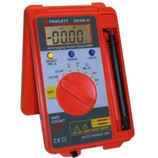 Triplett 2030-c Multimeter, 3 3/4 Digit Display, Auto/Manual Ranging, AC/DC Volts to 600V, AC/DC Current to 400mA, Resistance to 40MΩ, CAT II 600V Rating