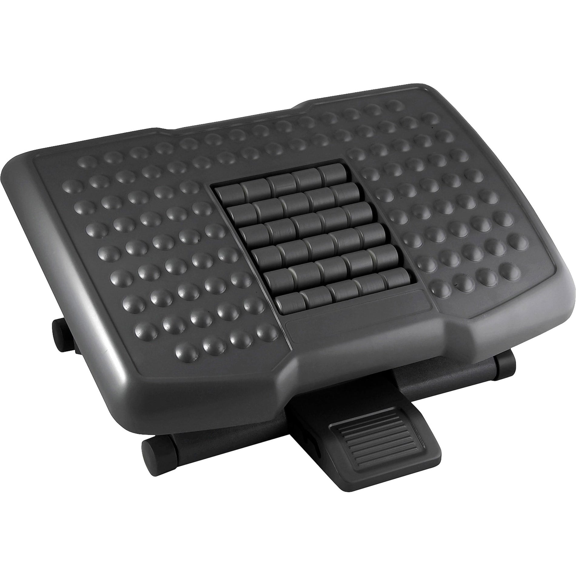 Kantek FR750 Premium Ergonomic Footrest with Rollers, Adjustable, Black