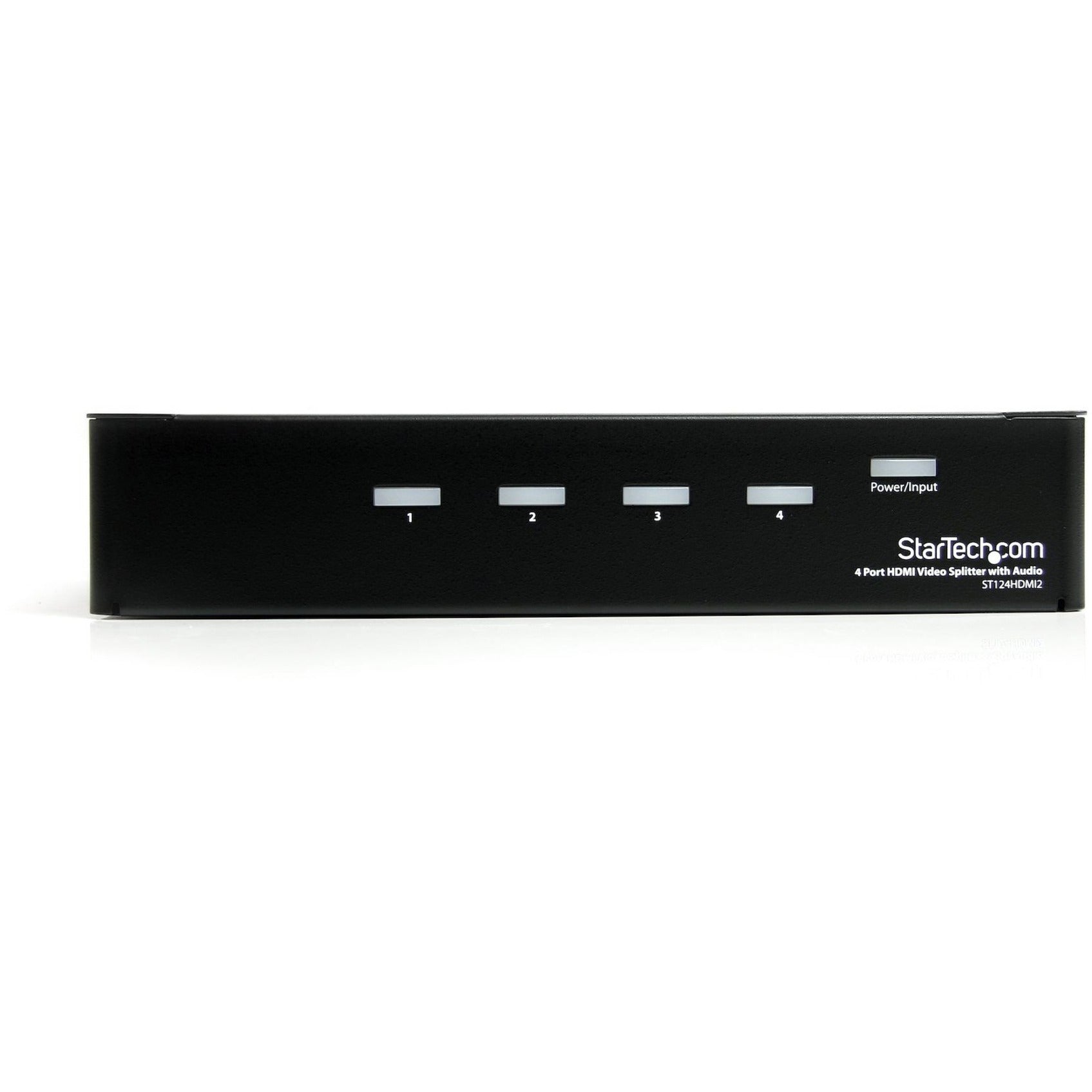 StarTech.com ST124HDMI2 4-Port HDMI Splitter and Signal Amplifier, 1920 x 1200 Maximum Video Resolution, 2 Year Limited Warranty