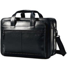 Samsonite 43118-1041 Business Notebook Case, Expandable, Padded Shoulder Strap, Black Leather