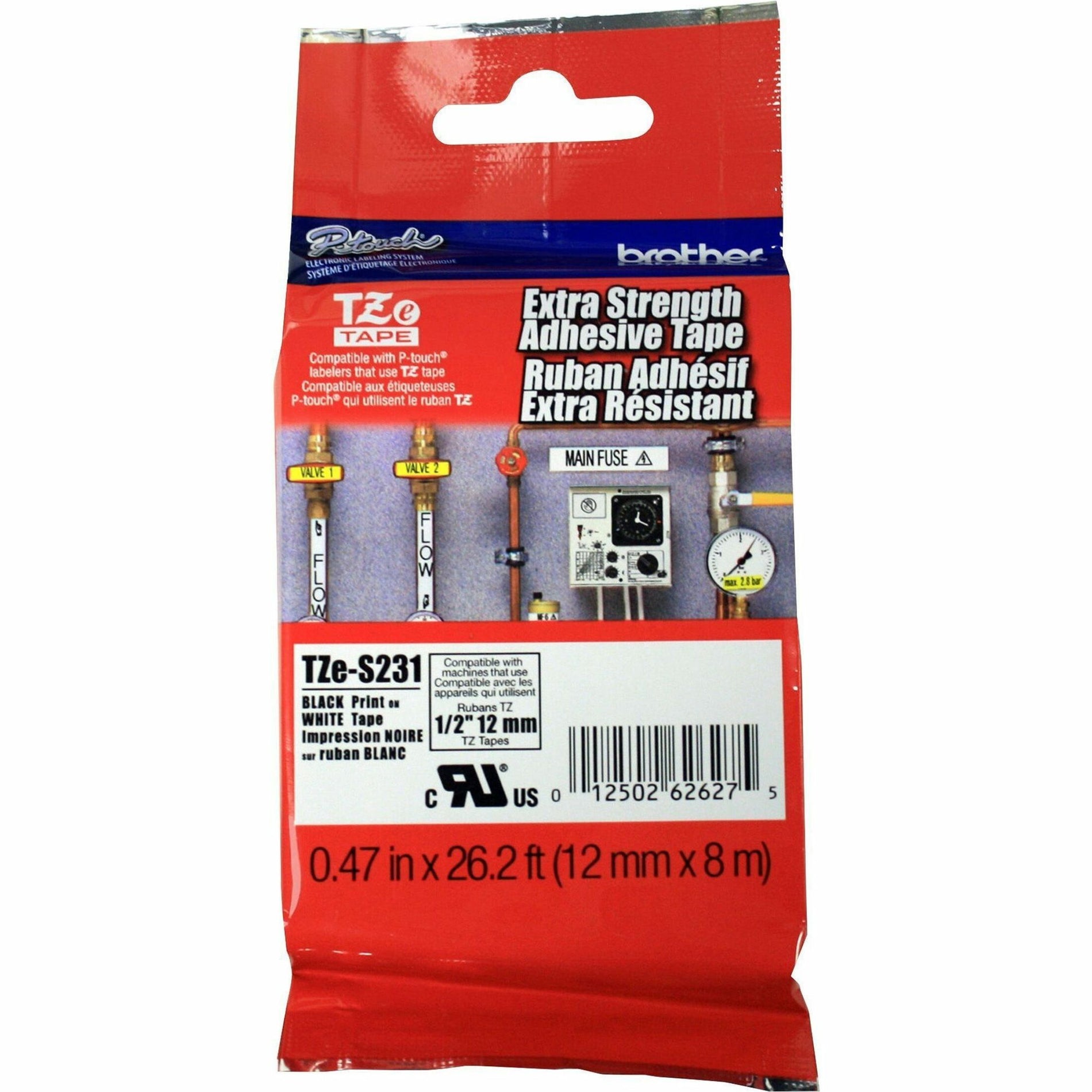 Brother TZES231 P-touch Industrial TZe Tape Cartridges, Chemical Resistant, Temperature Resistant, Abrasion Resistant
