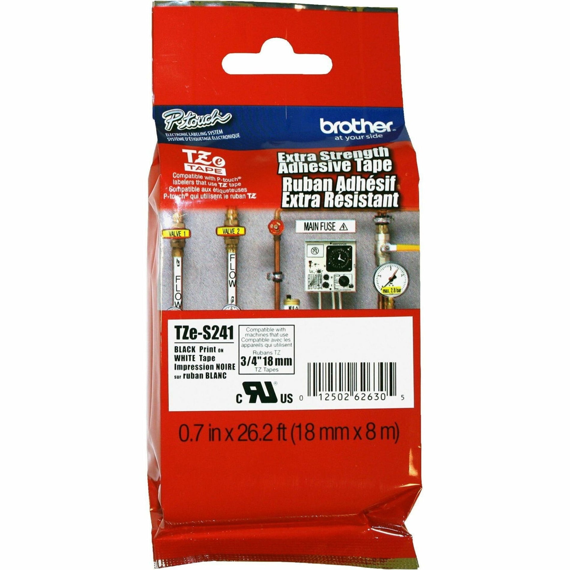 Brother TZES241 Extra Strength Adhesive 3/4" Laminated Tape, Abrasion Resistant, Fade Resistant