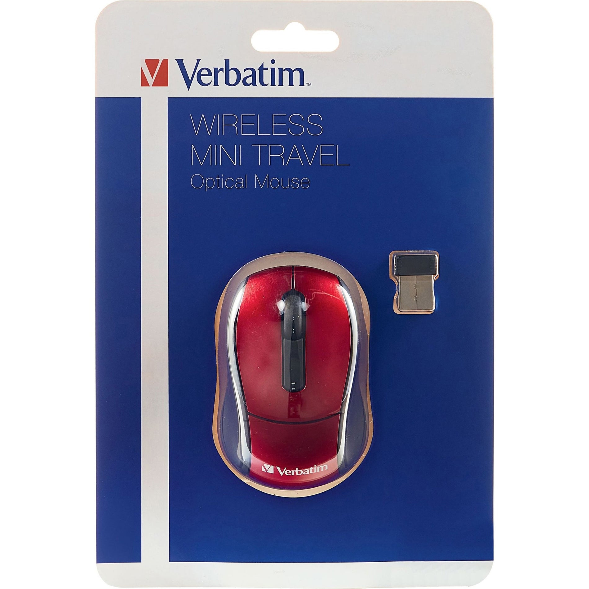 Verbatim 97540 Wireless Mini Travel Mouse, Red - Compact and Convenient Mouse for On-the-Go Use
