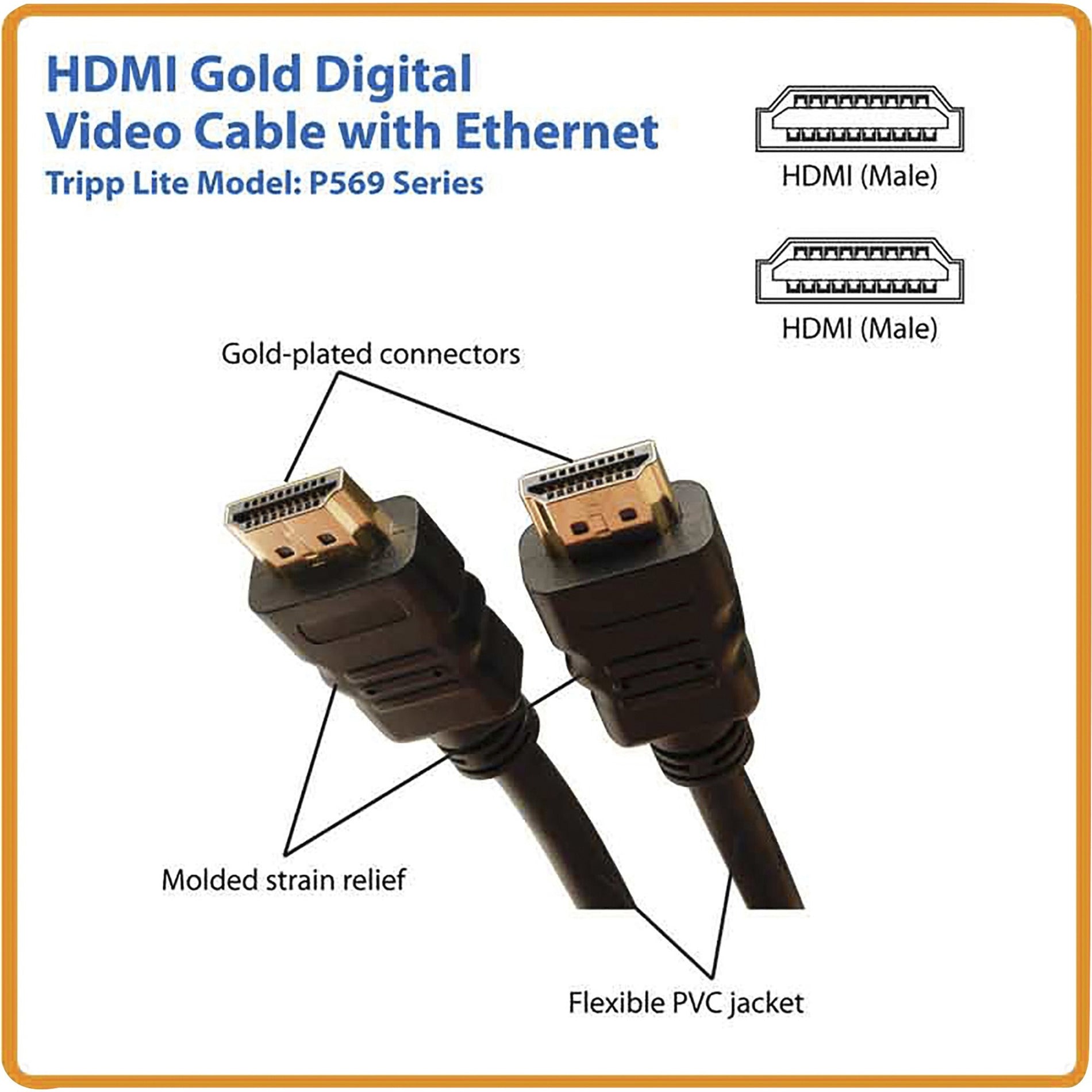 Tripp Lite P569-003 High Speed HDMI Cable with Ethernet, 3 ft, 18 Gbit/s Data Transfer Rate