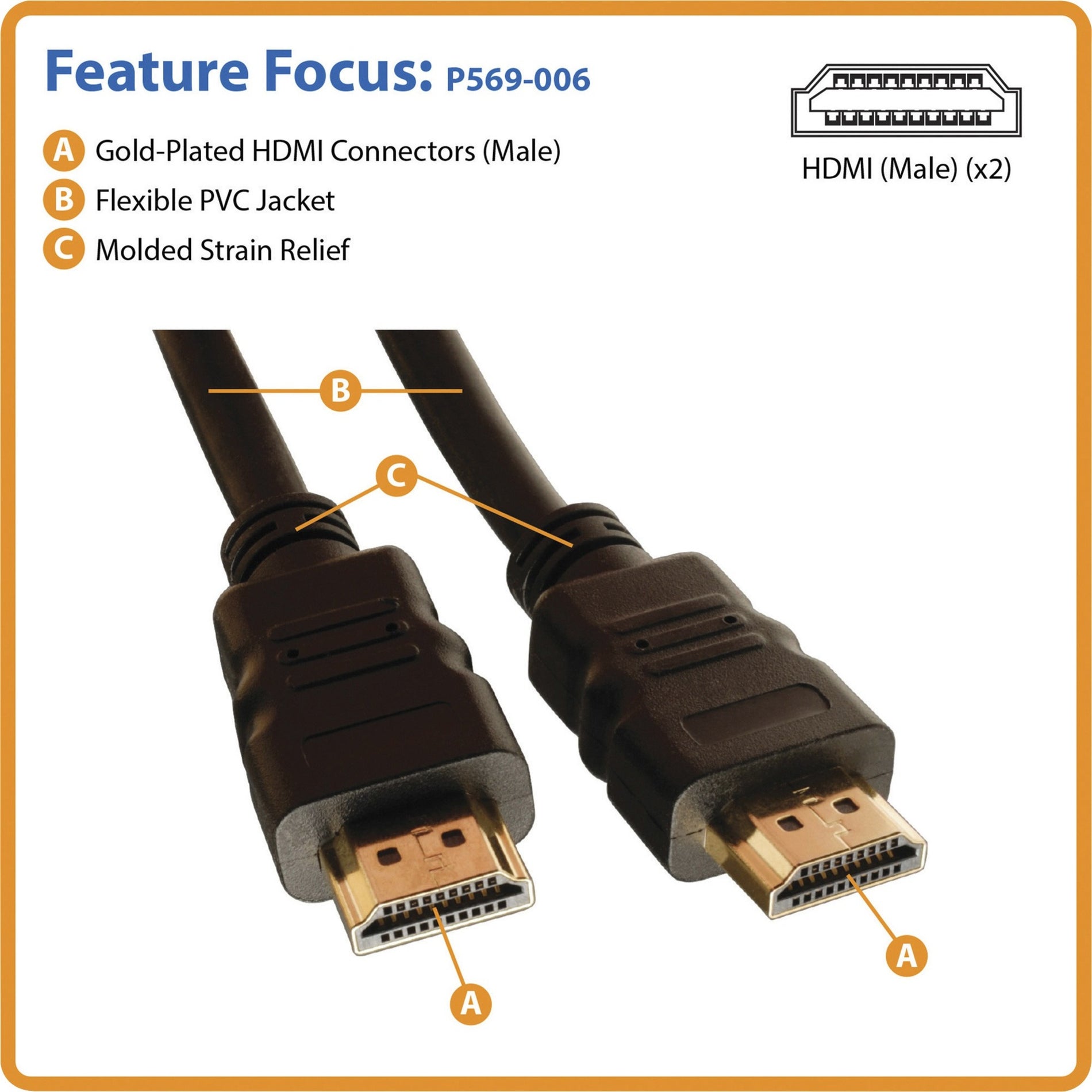 Tripp Lite P569-016 High Speed HDMI Cable with Ethernet, 16 ft, Molded, Gold Plated Connectors