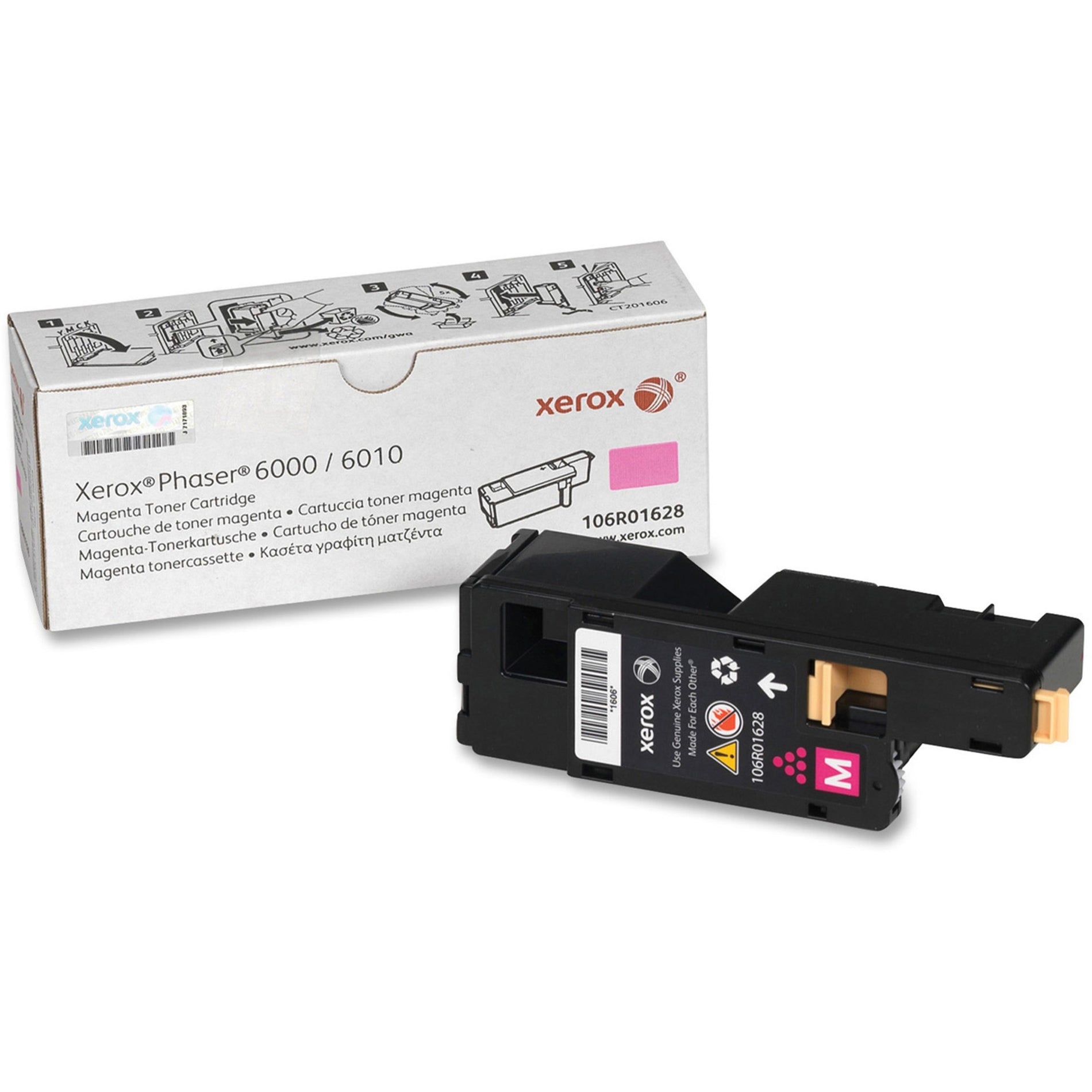 Xerox 106R01628 Phaser 6010/WorkCentre 6015 Toner Cartridge, Magenta, 1000 Pages