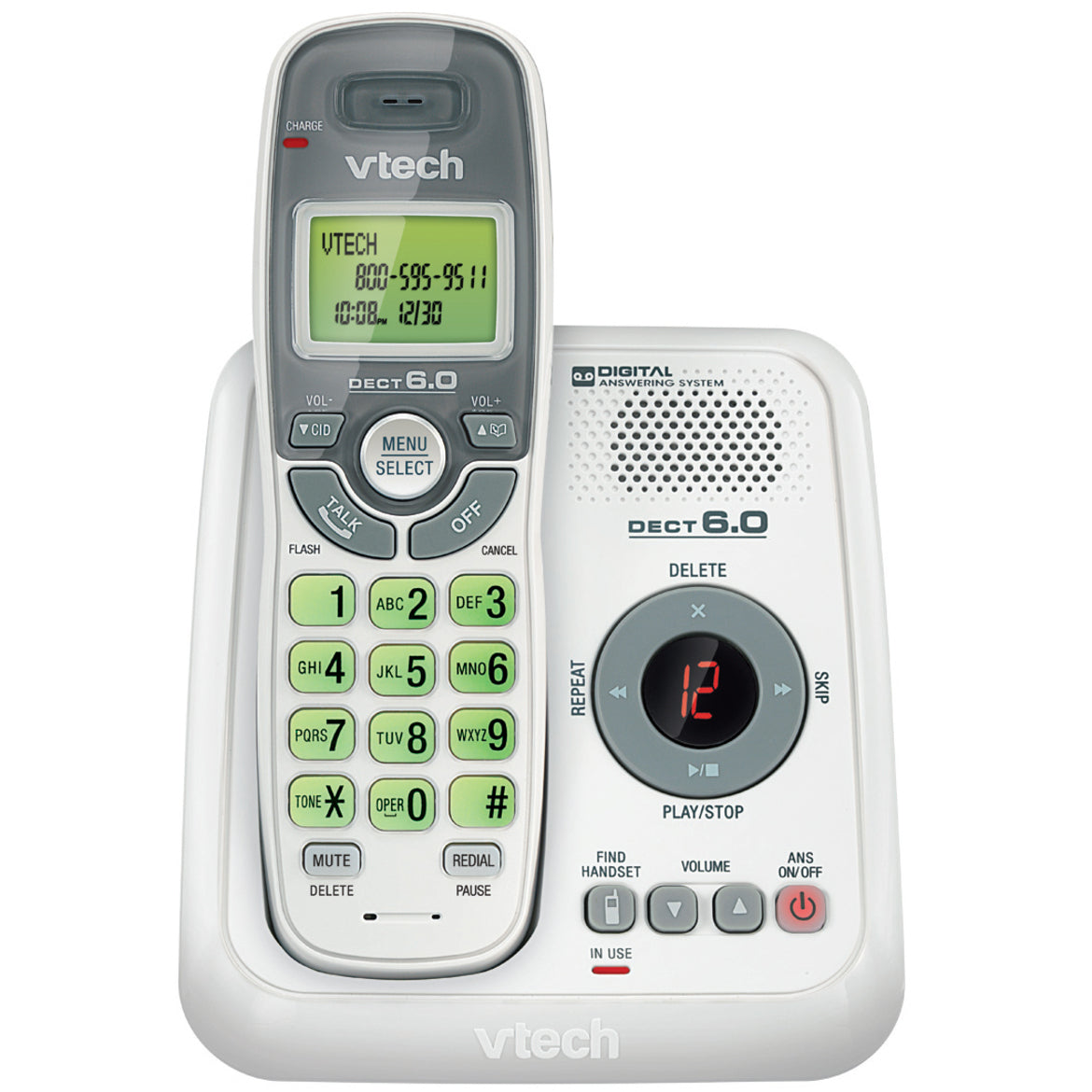 VTech CS6124 Cordless Phone with Answering Machine, Caller ID, LCD Screen, Backlight