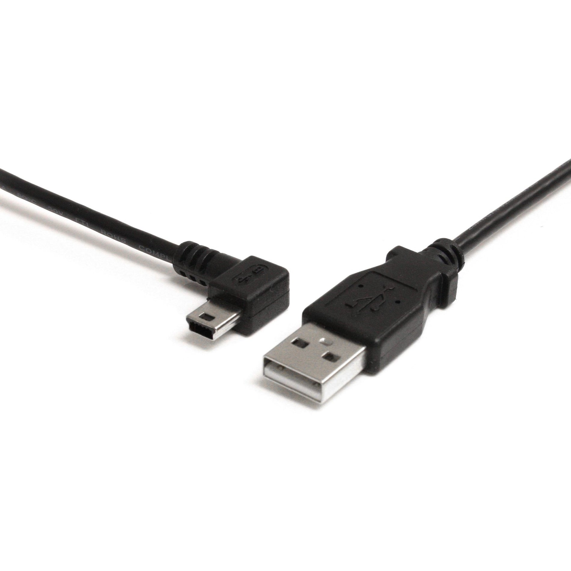 StarTech.com USB2HABM6LA 6 ft Mini USB Cable - A to Left Angle Mini B, Data Transfer Cable with Strain Relief, Molded Connector, 480 Mbit/s Data Transfer Rate