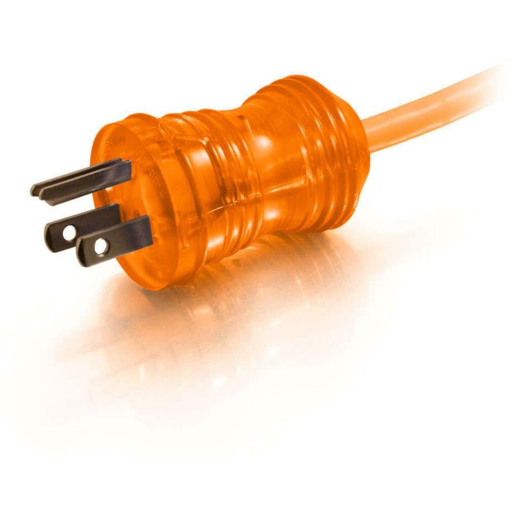 C2G 48061 50ft Hospital Grade Power Cord 5-15P to 5-15R 13A 16AWG - Orange, Power Extension Cable