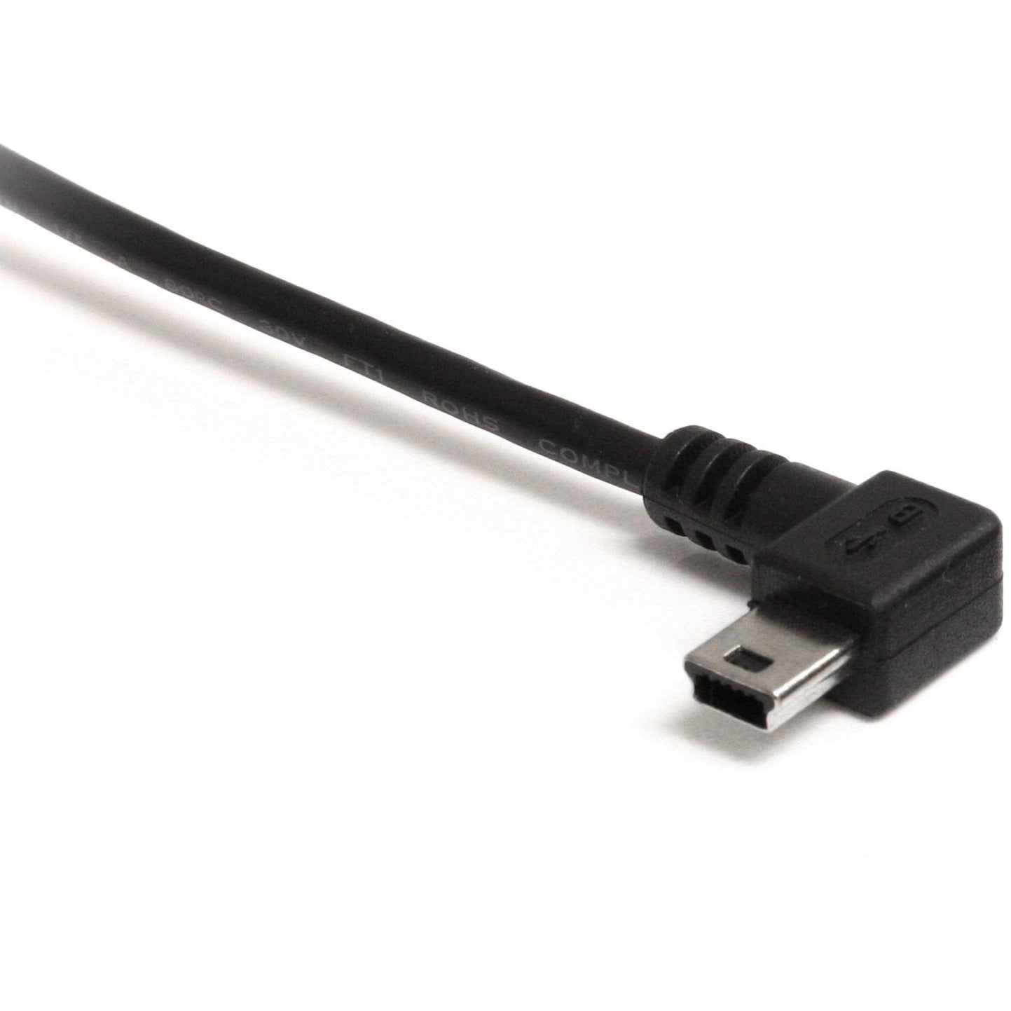 StarTech.com USB2HABM3LA 3 ft Mini USB Cable - A to Left Angle Mini B, Charging, Molded, Strain Relief, 480 Mbit/s Data Transfer Rate