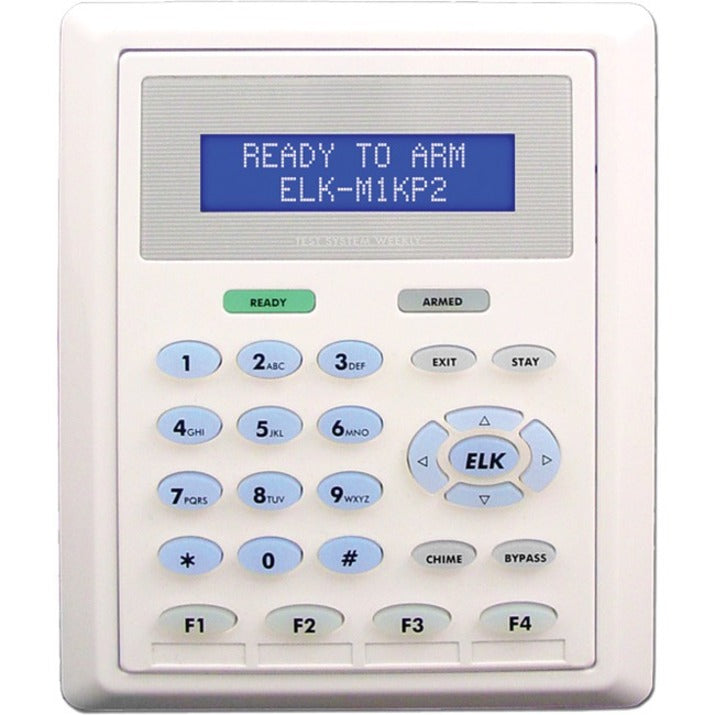 ELK M1KP2 Security Access Keypad, Blue/White Backlighted LCD Display, 4 Programmable Function Keys