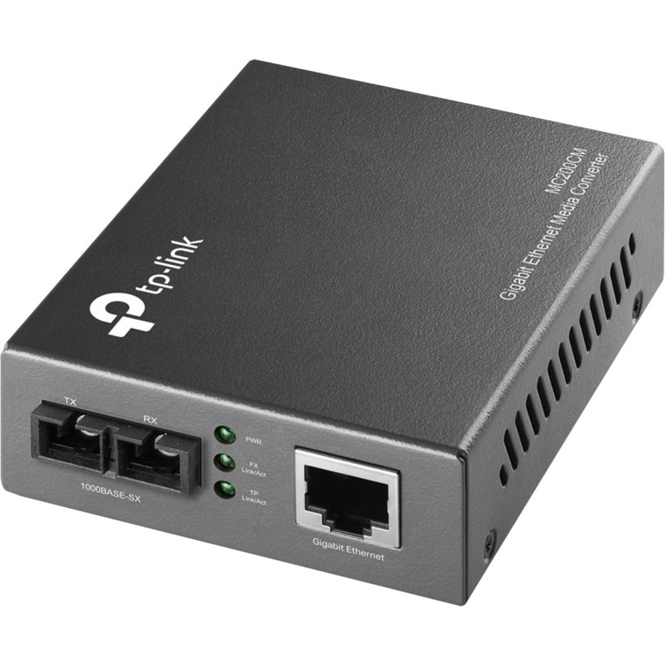 TP-Link MC200CM Gigabit Ethernet Media Converter, Fiber to RJ45 Converter - Black