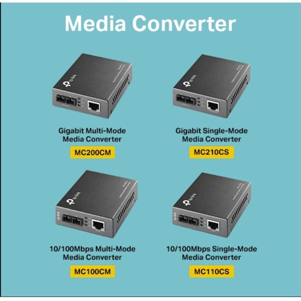 TP-Link MC200CM Gigabit Ethernet Media Converter, Fiber to RJ45 Converter - Black