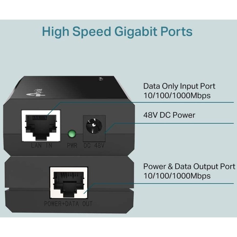 LPJ001A-T, PoE Gigabit Ethernet Injector - 802.3at - Black Box