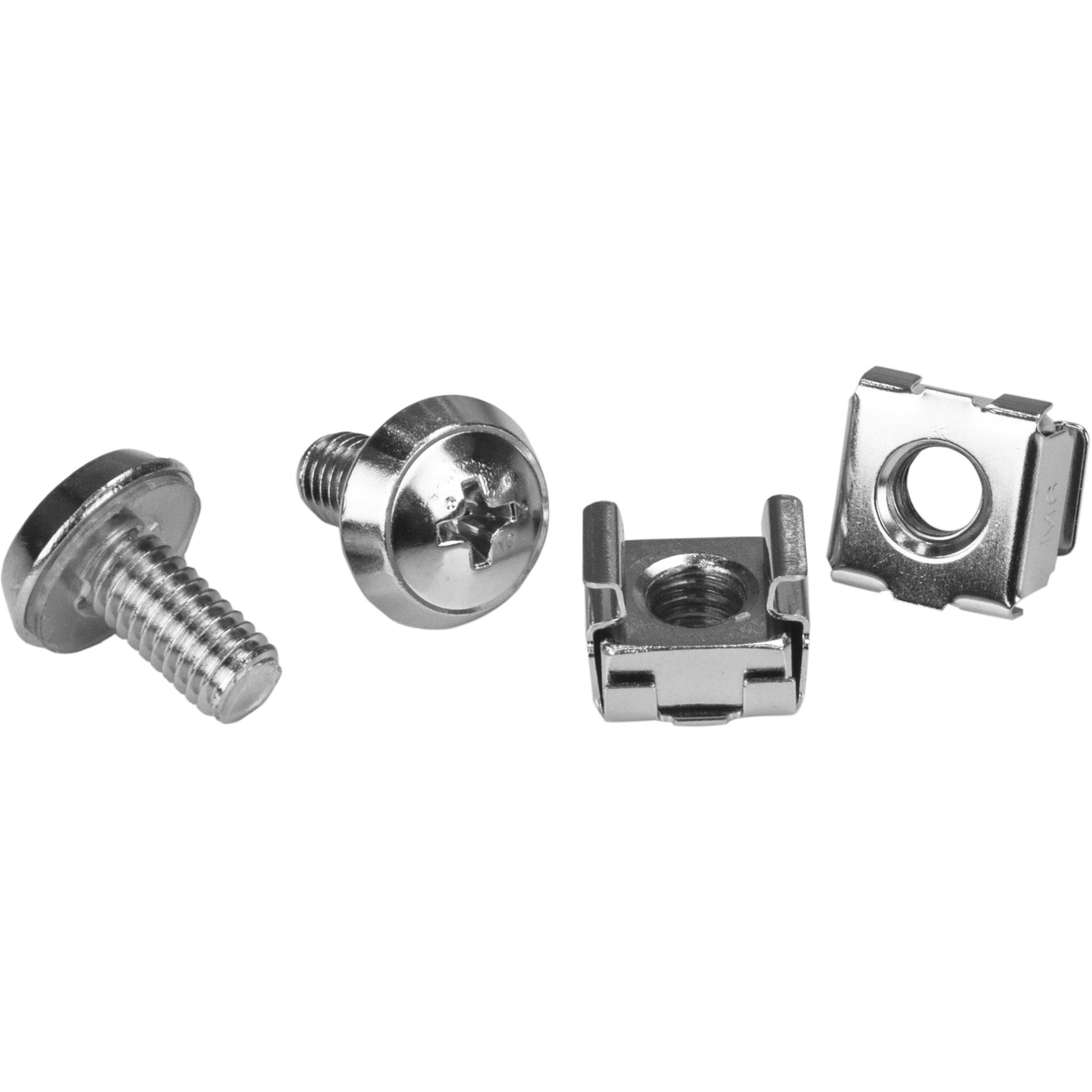 StarTech.com CABSCREWM62 100 Pkg M6 Mounting Screws and Cage Nuts for Server Rack Cabinet, Nickel Plated, Rust Resistant